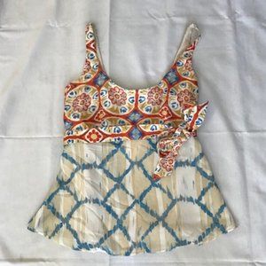 NWT BR Silk Ethnic Print  Sleeveless Top